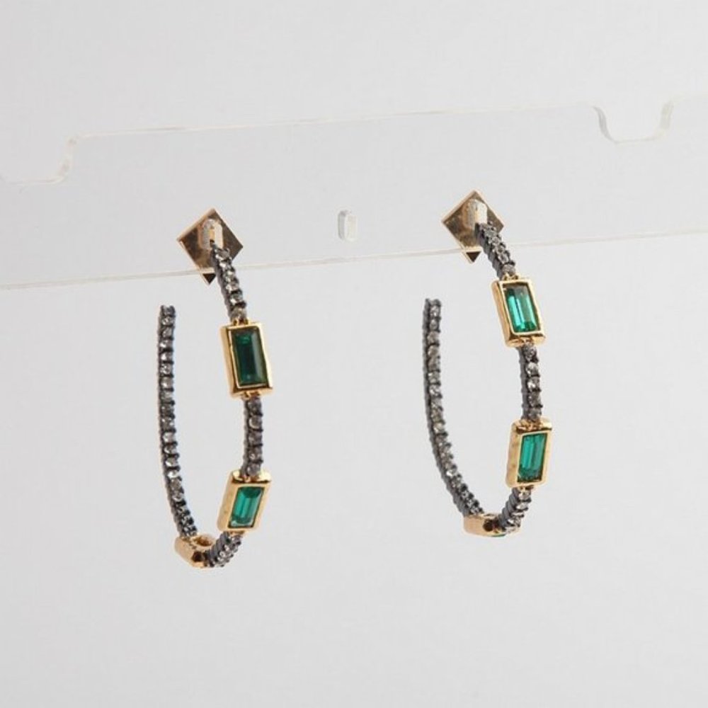 Alexis Bittar C-shaped Green Gemstone Earrings
